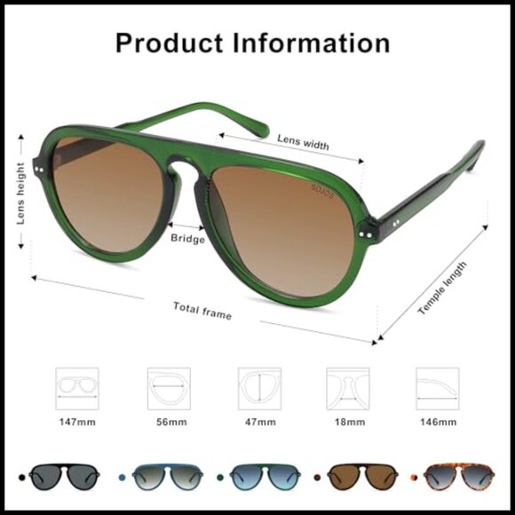 Retro Aviator Sunglasses with Plastic Frame and UV400 Protection main image 5